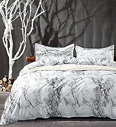 Nanko Comforter Set King Size, White Black Marble