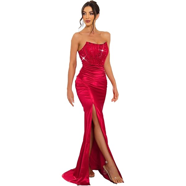 chinese dress ladies Tight Long Prom Dress with Back Drape Kelly / Large main image 1
