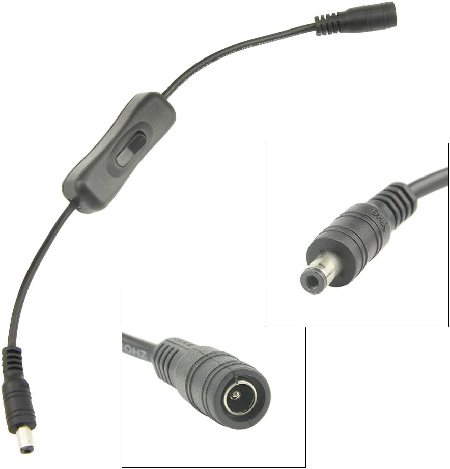 WMYCONGCONG 6 PCS DC 12V DC Switch Cable On/Off 5.5x2.1mm DC Switch Jack Connector Cable Male to Female for LED Strip Light CCTV Camera - Image 4