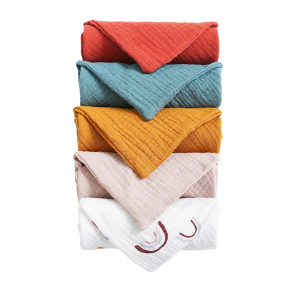 ZKSXOA Muslin Cloths for Baby, 5pk 25x25CM Burp Cloths for Boys& Girls,100% Cotton Extra Soft&Absorbent&Breathable 6 Layers Baby Muslins Pack, Baby Essentials for Newborn