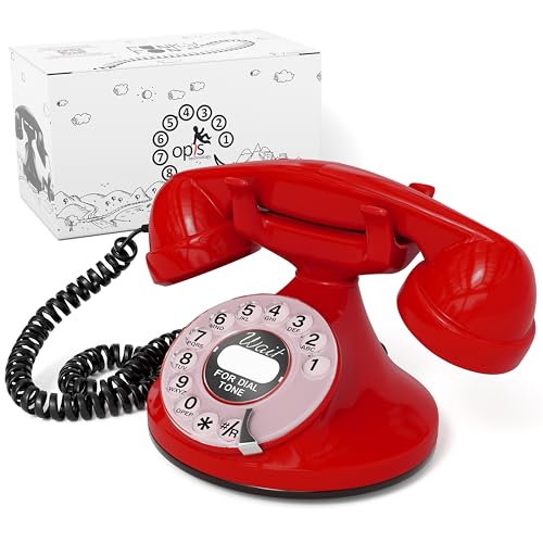 Opis FunkyFon Cable: A Vintage Landline Telephone, The Retro Phone Green for Home, and Old Fashioned Telephones in red
