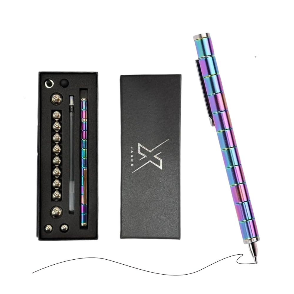 X JAANX Magnetic Fidget Pen, Multifunctional Deformable Writing Pen with Strong Magnets, Novelty Mothers Day Gifts, Stress Relief Pen, Presents for Birthday (Colourful)