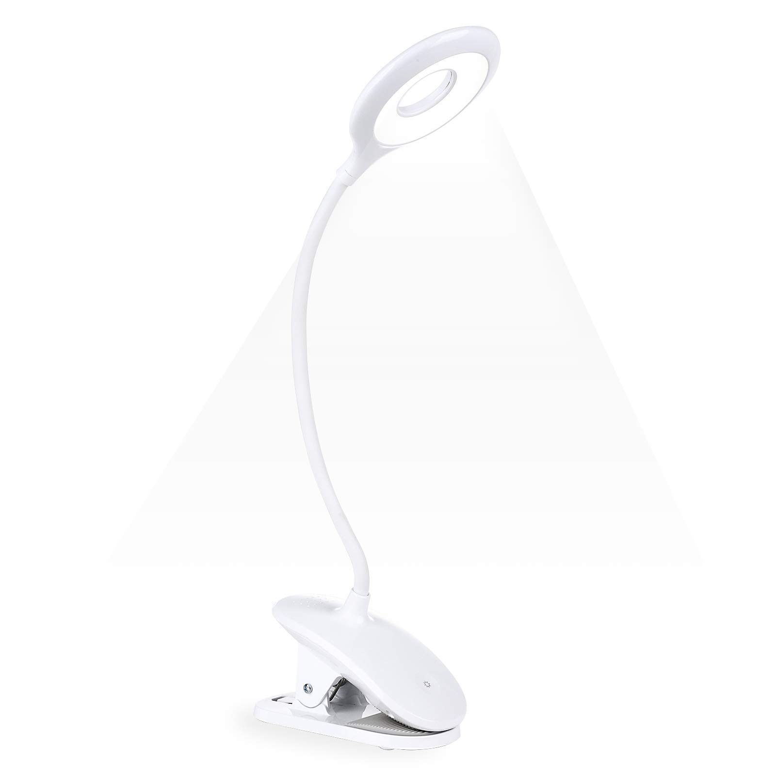 OUSFOT Clip On Reading Light 16 LED Eye Protect Book Light USB Rechargeable Desk Lamp Touch Control Dimmable Clamp Night Light for Bed Headboard Study Reading in Bed