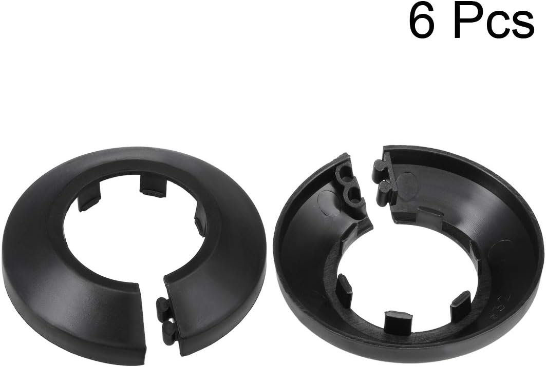 sourcing map 33mm Pipe Cover Decoration PP Plastic Water Pipe Escutcheon Black 6pcs, 33 mm - Image 3