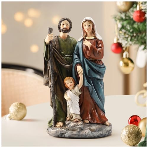 Photo 1 of Magicsculp 7.6" Christmas Nativity Scene Set - Resin Holy Family Statue with Jesus, Mary & Joseph, Ideal Catholic Gift for Tabletop Religious Decor