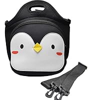 MoreTeam Kids Lunch Bag, Insulated Neoprene Large Cute Lunch Tote Box for Kids, Women with Adjustable Shoulder Strap, Compact, Reusable, Easy to Wash, Penguin