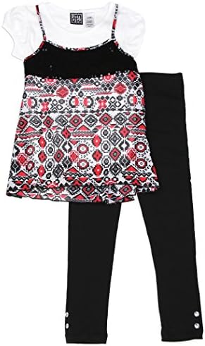 Pogo Club Little Girls' Karina Three-Piece Animal Sequin Chiffon (Large, Red)