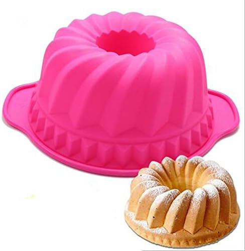 1ea 9.6" Alekoo Non-Stick Silicone DIY Cake Bundt Pans, Chiffon Mold, Savarin Pan (High with ears)