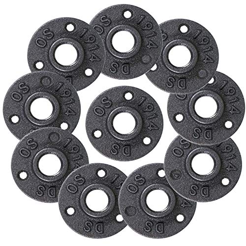 Comyan 10 Pack 1/2" Pipe Flange Black Floor Flange Cast Iron Pipe Fittings DN15 Plumbing Threaded Flange Fitting DIY Wall Industrial Steampunk Furniture Vintage Retro Decor