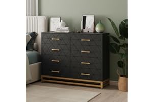 Garvee 8-Drawer Dresser for Bedroom: Large Wood TV Stand & Storage Chest in Black, Ideal for Organization