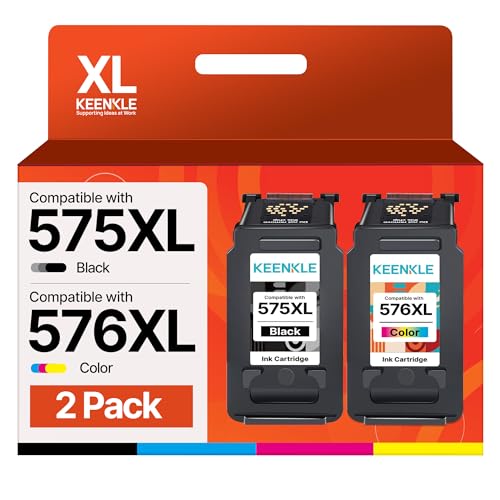 575XL 576XL Ink Cartridges Compatible for Canon 575 576 Ink Cartridges for Canon Pixma TR4755i TR4750i TR4751i TR4756i TS3750i TS3751i, for Canon PG-575 Black & CL-576 Colour Ink Cartridges