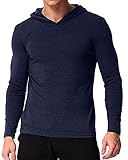 PODOM Men's Long Sleeve Hoodies Casual Hooded Sweatshirts V Neck Tee Shirts Tops