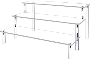 M-sorflly Acrylic Display Risers,Clear Shelf 3 Tier Cupcake Display Stand Steps for Food Desserts Stand Perfume Organizer Fun