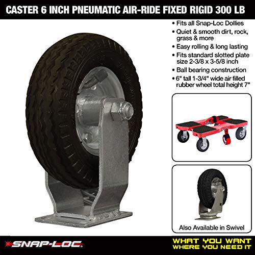 Caster 6 INCH AIR-Ride Fixed 375 lb Pneumatic Rubber, Standard Plate 1-3/4"x2-7/8"
