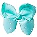 Glitter Stone Grosgrain Ribbons Mini Dot Rhinestones for Handmade Cheer Large Hair Bow, Gift Wrapping, Party Deco Wedding Supplies, 3 inch Width, 5 Yards (Aqua)