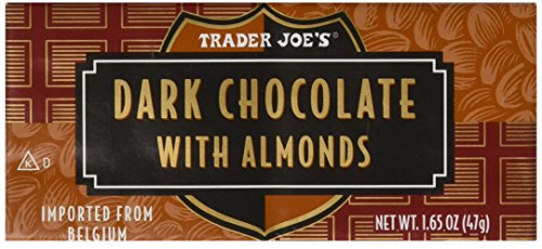 Trader Joe's Belgian Dark Chocolate with Almonds, 1.65 oz Bars (2 Packs of 3)