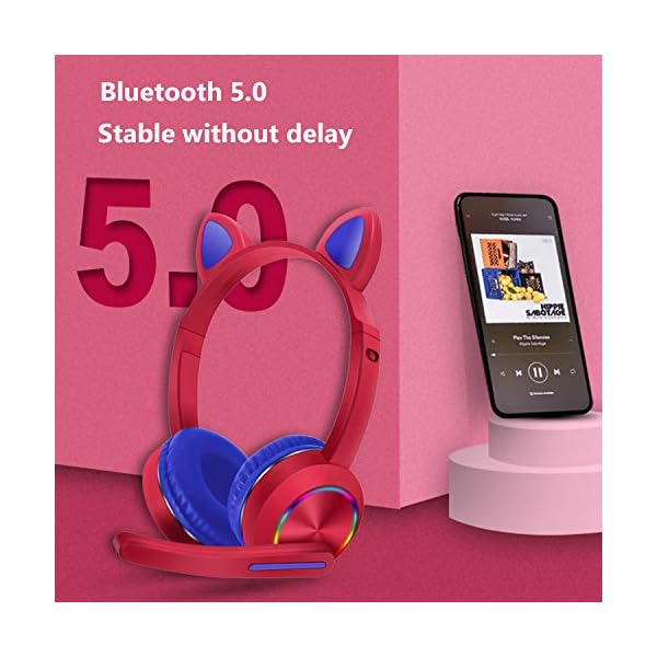 Cat-Ear-LED-Light-Up-Bluetooth-Headsets-with-MicNoise-Cancelling-Wireless-Headphones-Hands-Free-Headset-for-Children-Boys-Girls-Light-Blue Kids Headphones,Cat Ear LED Light Up Bluetooth Headsets with Mic,Noise Cancelling Wireless Headphones Hands Free Headset…