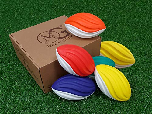 image for Macro Giant 7.5 Inch Safe Soft Foam Spiral Football, Set of 6, Assorte