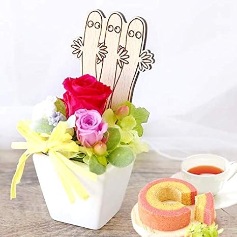 Amazon 母の日 の プレゼント バラ おいもやケーキ洋菓子 花とスイーツ プリザーブドフラワー アレンジメント 母の日ギフト クリップピックアレンジ ニョロニョロ プリザーブドフラワー オンライン通販