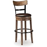 Signature Design by Ashley Pinnadel 30" Modern Swivel Pub Height Barstool, Light Brown