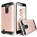 LG K10 Case, LG Premier LTE L62VL L61AL Case, Dual Layer Shockproof Tough Brushed Hybrid Armor Rubber TPU Drop Protection Case For LG K10/LG Premier LTE L62VL L61AL (2016) (Rose Gold)