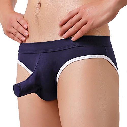 GuPoBoU168 Mens Modal Open Elephant Nose Briefs Underwear Blue XL