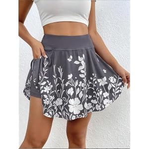 Plus Size New Women's Fashion High-Waisted Skirt Pants Ladies Phone Pocket Simple Floral Print Ladies Casual Shorts ﻿
