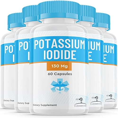 (5 Pack) Potassium Iodide Tablets Pills 130 mg, Potassium Iodine