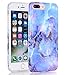 BAISRKE iPhone 8 Plus Case, Light Blue Marble Design Glossy Flexible Soft Silicone Bumper Shockproof Cover for Apple iPhone 8 Plus & iPhone 7 Plus 5.5 inch