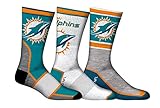 NFL Men's Miami Dolphins 3-Pack Sport Crew Socks