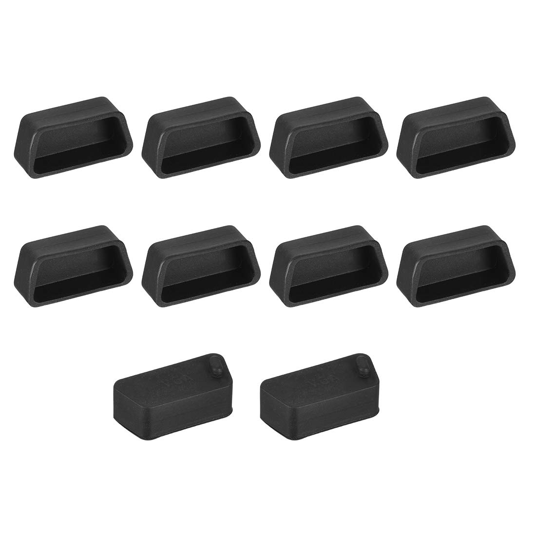 sourcing map 10pcs VGA Port Silicone Anti Dust Protectors Cap Cover for DB9, RS232 Black