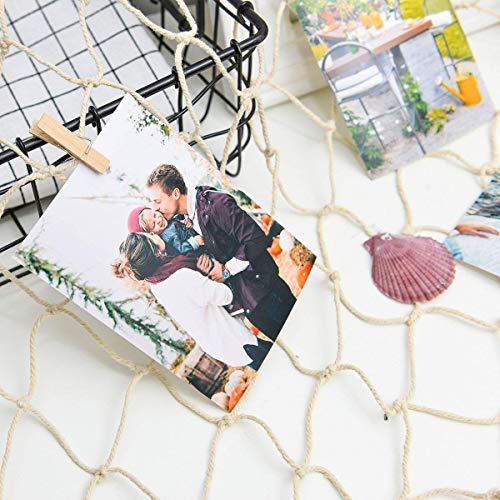 HAYATA ⭐️Photo Hanging Display with 40 Clip Fishing Net Wall Decor - Picture Frames & Prints Multi Photos Organizer & Collage Artworks - Nautical Decorative Dorm Bedroom Christmas Decorations