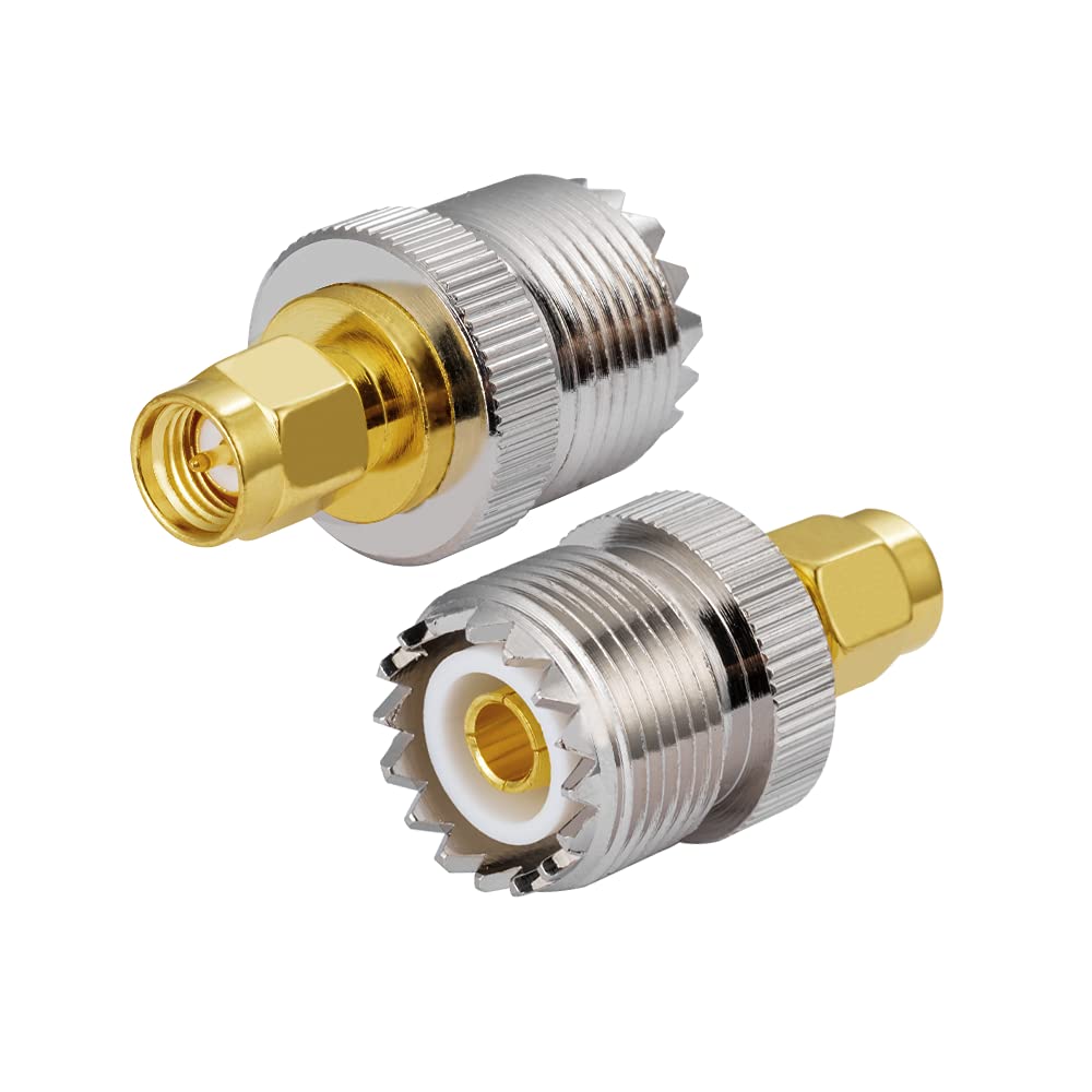 Vecys Two Way Radio SMA male to UHF Female Straight Adapter SO239 SMA Adapter for Ham UHF Walkie Talkie Handheld Pl Plug Antenna CB Radio 2 Pieces