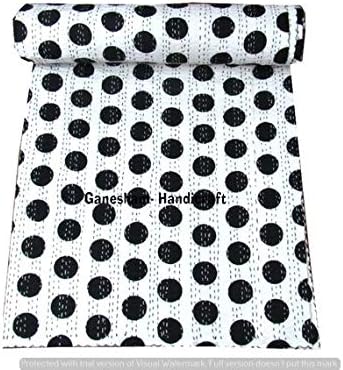 Amazon Ganesham 手作り インド風キルト ボヘミアン寝具 花柄 ベッドシーツ スロー ブランケット コットン ベッドスプレッド 手刺繍 エスニック アンティーク ヴィンテージ キングサイズ カンタキルト 90x108 インチ ベッドカバー オンライン通販