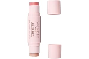 Wander Beauty On-the-Glow Blush and Illuminator - Coral Rose/Nude Glow - 7-in-1 Hydrating Cream Blush & Highlighting Stick - Stick Blush for Cheeks, Lip, & Body - Highlighter Makeup & Blush - 0.4 oz