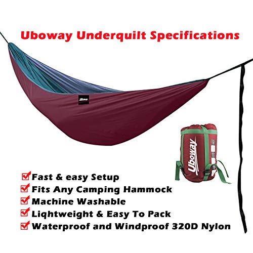 UBOWAY Hammock Underquilt - Packable Full Length Under Blanket, Camping Quilt(Red)