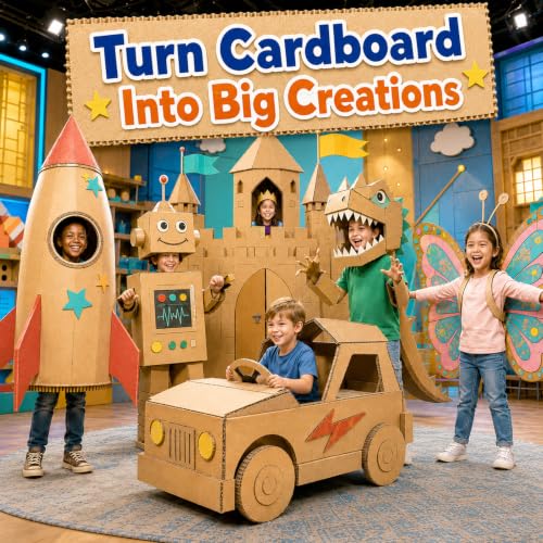 Graceduck Safe Cardboard Cutter for Kids Creative Arts & Crafts,STEM Toy for 5+ Boys and Girls for Kids for Boys GirlsCreative Building Toy for Boxes, School Projects Blue