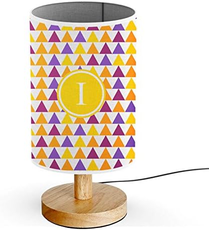 [ INITIAL LETTER I ] Monogram Name USB POWERED Wood Base Desk Table Bedside Lamp [ Geometric Halloween ]
