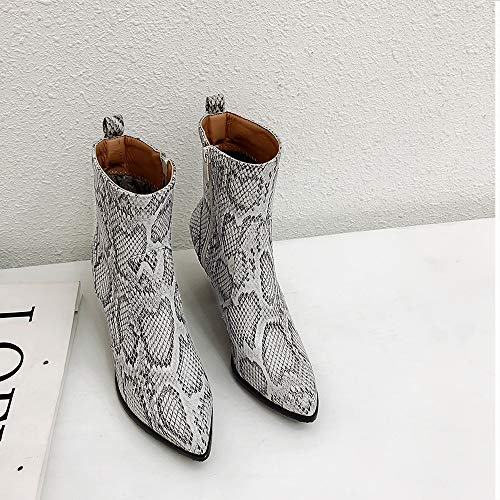 RAZAMAZA Mujer Elegante Botas con Tacón Ancho Cortas Snake RAZAMAZA Mujer Elegante Botas con Tacón Ancho Cortas Snake - Imagen 6