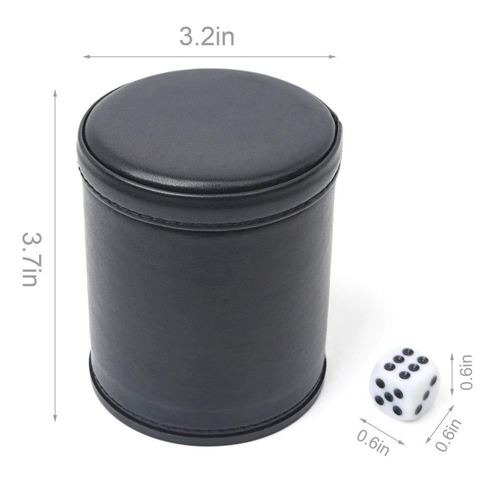 Felt Lined Professional Dice Cup - with 6 Dices Quiet for Yahtzee Game