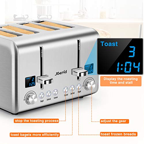 Joerid 4 Slice Toaster,9 Bread Shade Setting,Safe Stainless Steel