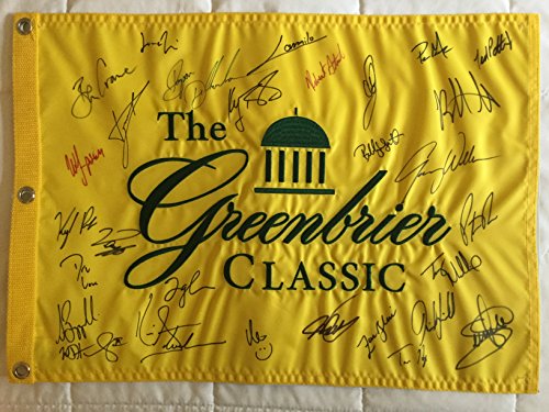 2017 Greenbrier Classic PGA Tour Golf Flag Signed by 29 Golfers Bubba, Reed, Keegan, Donald, Webb, Daly - COA