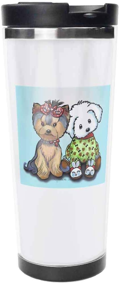 Yorkie And Maltese Stainless Steel Travel Mug, Insulated 18oz Coffee Tumbler