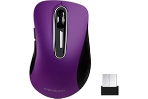 memzuoix 2.4G Wireless Mouse, 1200 DPI Computer Mouse with USB Receiver, Portable Wireless USB Mouse Battery Powered Cordless Mouse for Laptop, PC, Desktop, 5 Buttons, Purple