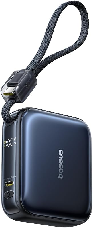 AC22 Mini Powerbank 10000mAh, bateria portátil externa de carregamento rápido PD 45W com cabo USB-C integrado, power bank compacto para iPhone 18/17/16, Samsung S26/S25 Ultra, iPad e Pixel 10/9