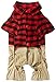 SMALLLEE_LUCKY_STORE Pet Clothes for Small Dog Cat Red Plaid Shirts Sweater with Khaki Overalls Pants Jumpsuit Outfits L