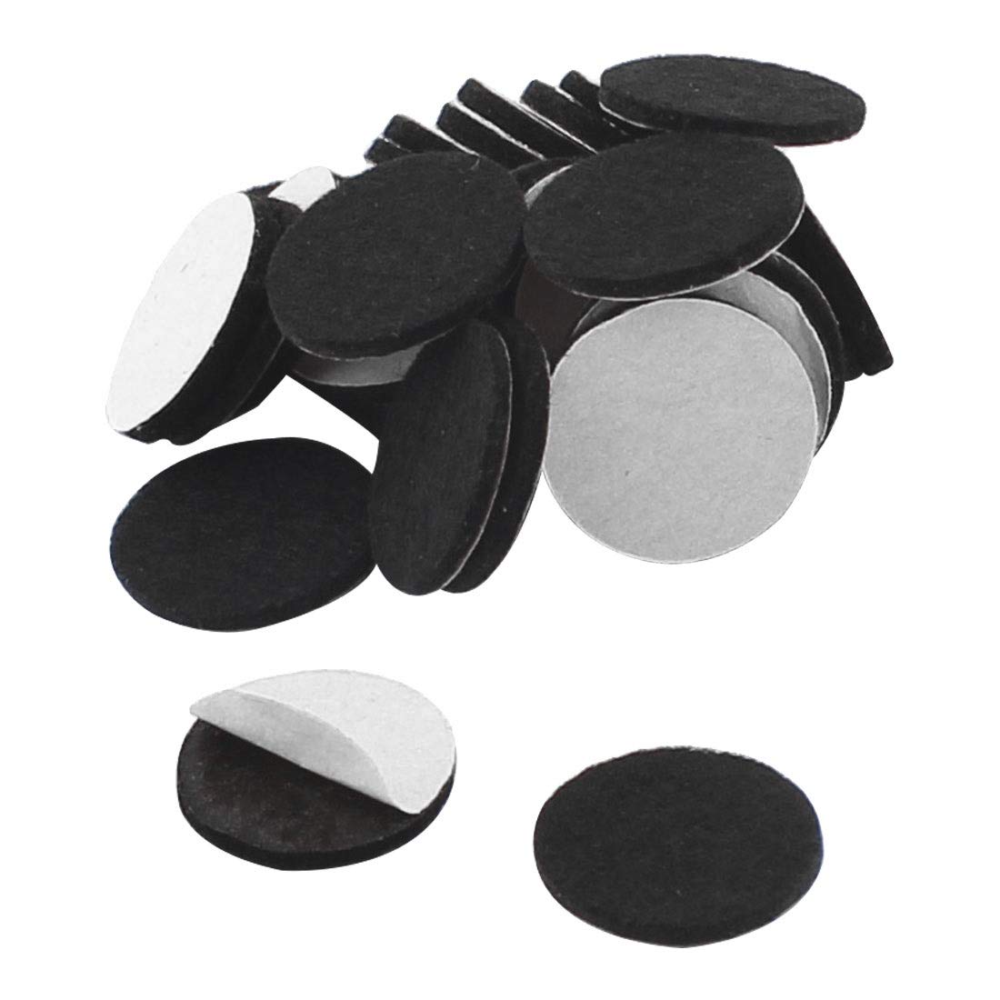sourcingmap Furniture Pads Round 20mm 30pcs Self-stick Non-slip Anti-scratch Felt Pads Floors Protector Black