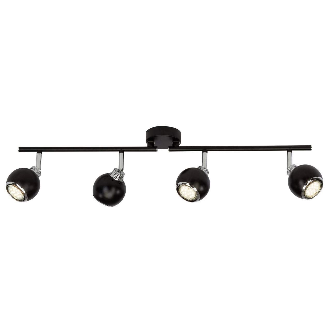 Brilliant Ina LED Spotlight Bar 4 Bulb Ceiling Spotlight Swivelling Black/Chrome 1000 Lumen 4X GU10 3W LED Reflector Bulbs Included