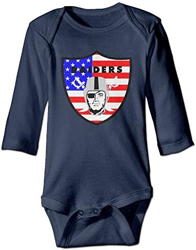 U9 6-24 Months Newborn Babys Boy's & Girl's Oakland Flag Logo Raiders Long Sleeve Bodysuit Outfits Navy Size 12 Months