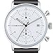 Men Quartz Watches Sports Chronograph Waterproof Genuine Leather Band Business Wristwatch … (white)